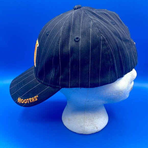 HOOTERS Vintage Black with White Pinstripes Baseball Hat Cap Elastic band OS - Picture 6 of 8
